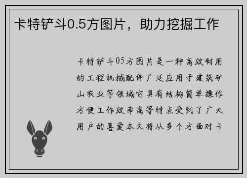 卡特铲斗0.5方图片，助力挖掘工作